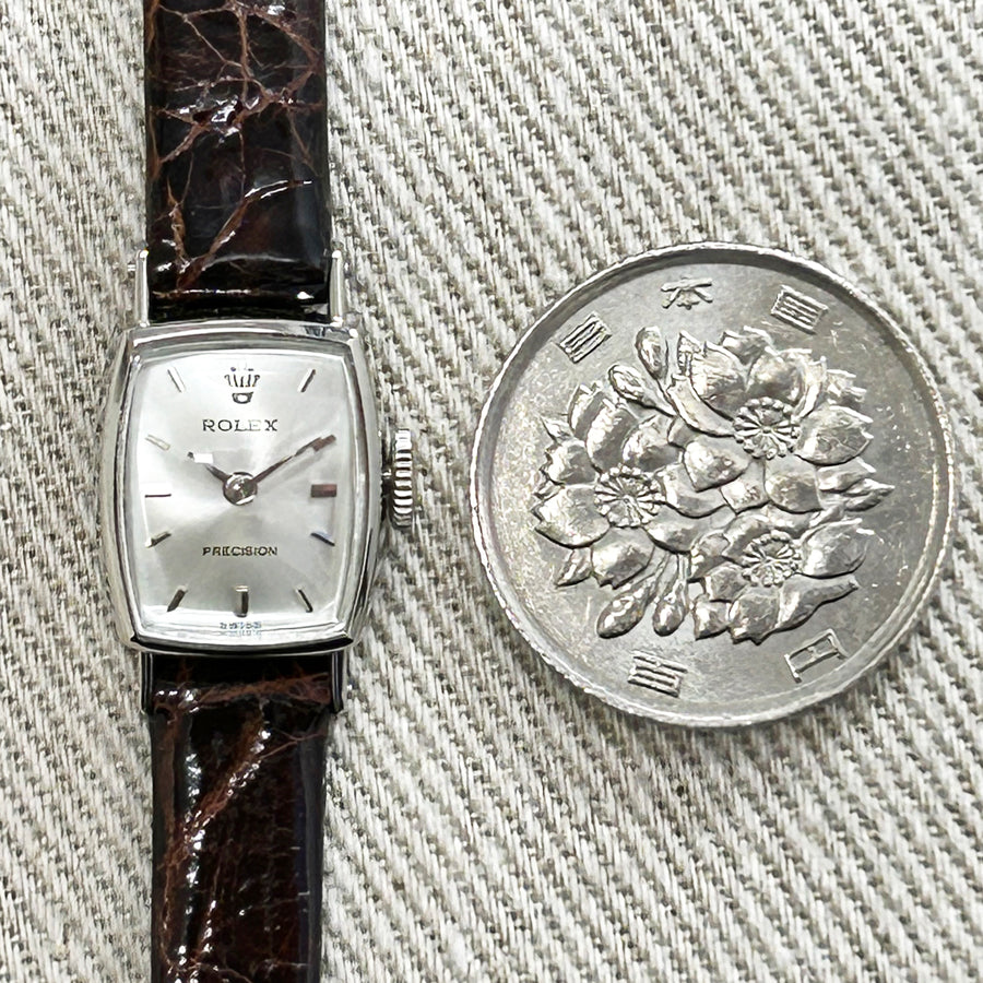 ROLEX手巻K18WG　100円玉との比較画像